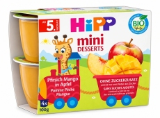HiPP Organic Mini Desserts Mere, Piersici, Mango (de la 5 luni) (5805) N1
