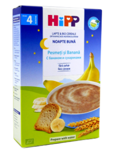 HIPP Terci organic cu lapte, Noapte Buna Pesmeti cu banane (4 luni) 250 g /2961/ N1