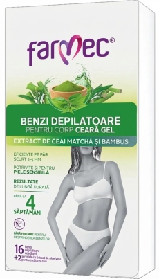 Farmec benzi depilatoare p/u corp ceai+bambus (16benzi+2 servetele) N1