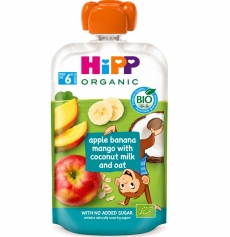 HIPPiS Mar, banana, mango, lapte de cocos cu ovaz (6 luni) N1