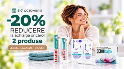 Reducere de 20% la cumpărarea oricăror două produse din brandurile Leben, Lacalut și Bioclin