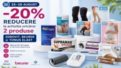 Reducere de 20% la achiziționarea oricăror două produse din branduri Zdrovit, Beurer și Tonus Elast