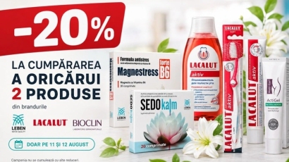 Reducere de 20% la cumpărarea oricăror două produse din brandurile Leben, Lacalut și Bioclin