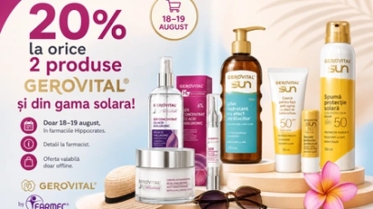 Reducere de 20% la achiziționarea oricăror două produse din brandul Farmec și linia solară
