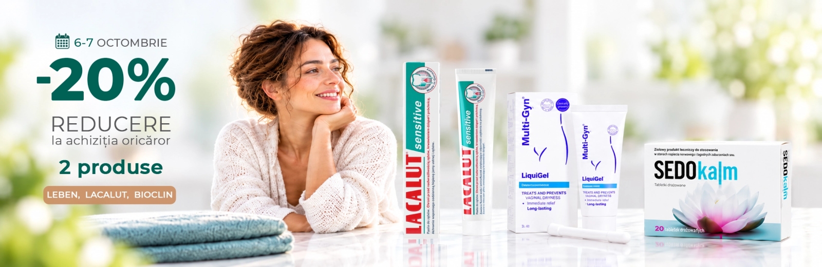 Reducere de -20% la achiziția a două produse Leben, Lacalut sau Bioclin!
