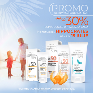 Promoție la produsele din gamă Gerovital H3 Derma+ Sun în rețea de farmacii Hippocrates