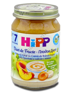 HIPP Duet de fructe Piersica-caisa cu crema de brinza dulce (7 luni) 160 g /5470/ N1