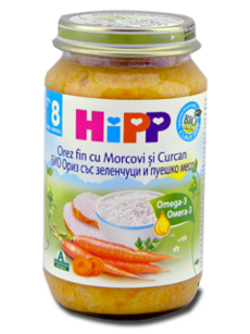 HiPP Meniu cu carne, Orez cu morcovi si carne de Curcan (8 luni) 220 g /6530/ N1