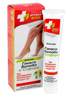 Биокон Дежурная аптека Гинкго Билоба и Софора бальзам при расширенных и болезненных сосудах ног N1