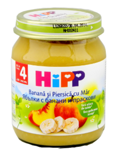 HIPP Fructe, Mar cu piersica si banana (4 luni) 125 g /4283/ N1