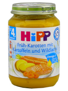 HIPP Meniu cu peste, Morcovi si cartofi cu Somon Salbatic (4 luni) 190 g /6105/