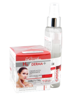 Gerovital H3 Derma+ Pachet Promo crema activ hidratanta 24h, 50 ml+apa micelara 150 ml N1