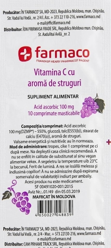 Acid ascorbic cu glucosi (vitamina C) struguri N10