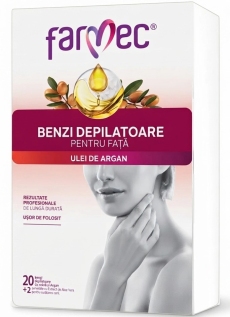 Farmec benzi depilatoare p/u fata ceara alba+argan (10 2 benzi+2 servetele) N1