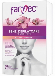 Farmec benzi depilatoare p/u fata extract de orhidee (20 benzi+2 servetele) N1