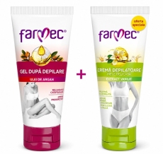 Farmec Pachet Promo crema depilatoare piele sensibila + gel dupa depilare N1