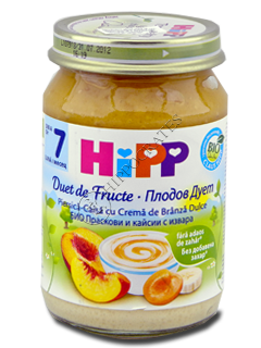 HIPP Duet de fructe Piersica-caisa cu crema de brinza dulce (7 luni) 160 g /5470/ N1