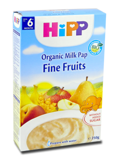 HIPP Terci organic cu lapte - Griu, gris, fructe fine (6 luni) 250 g /3141/ N1