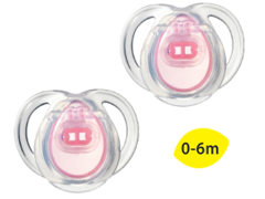 Suzeta ortodontica Anytime silicon (0-6 luni) 2 buc.(transparent+roz)/43335463 N1