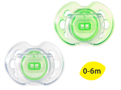 Пустышка ортодонтическая Air дневная силиконовая (0-6 ме.) 2 шт.(зеленый/проз.)/43335963/ N1