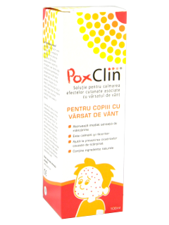 PoxClin solutie pentru calmarea efectelor cutanate asociate cu varsatul de vint N1