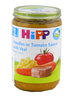 ХИПП Мясное меню, Лапша в томатном соусе с телятиной (с 12-ти месяцев) 220 гр/6833/ N1
