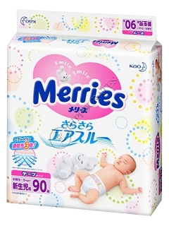 MERRIES Newborn №90 -5 kg (SJ) scutece N90