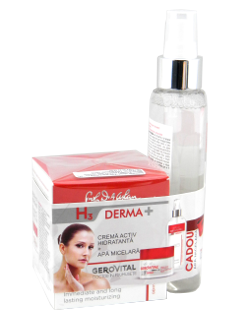 Gerovital H3 Derma+ Pachet Promo crema activ hidratanta 24h, 50 ml+apa micelara 150 ml N1