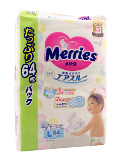 MERRIES Size L № 64 9-14kg (UJ) scutece N64
