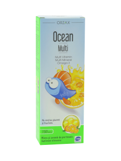 Ocean Omega 3 multivitamin cu gust de miere si portocala