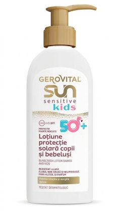 Gerovital Sun Lotiune cu protectie solara pentru ten sensibil copii, bebelusi SPF 50+ N1
