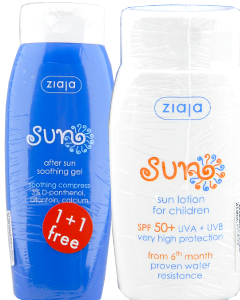 Ziaja Sun. Lotiune p/u copii SPF 50 +Gel calmant dupa plaja N1