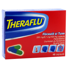 Theraflu Raceala si tuse 500 mg/6,1 mg/100 mg caps. N16
