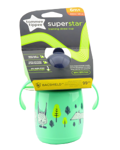 Cana Strow cu pai (6+) 300 ml (verde) cu protectie Bacshield TT0389 N1