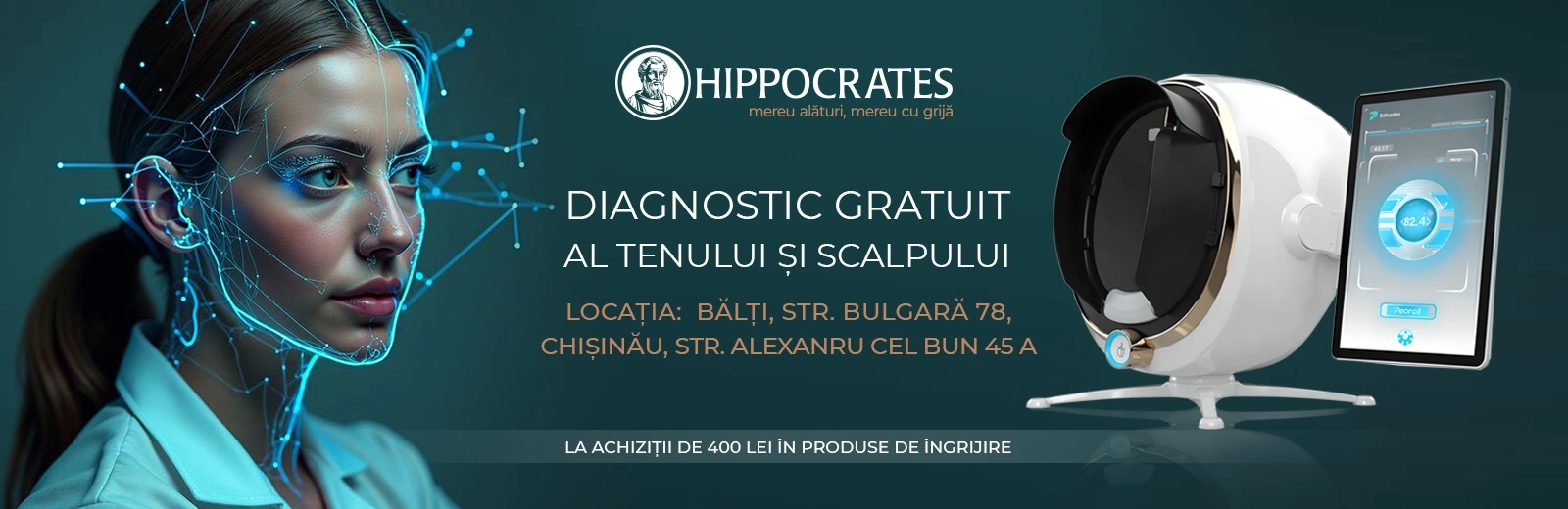 Serviciu de diagnostic 3D al pielii și scalpului, acum în farmaciile Hippocrates din Chișinău și Bălți