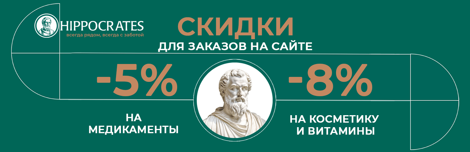 Скидки на все медикаменты, косметику и витамины при заказе на сайте | Hippocrates