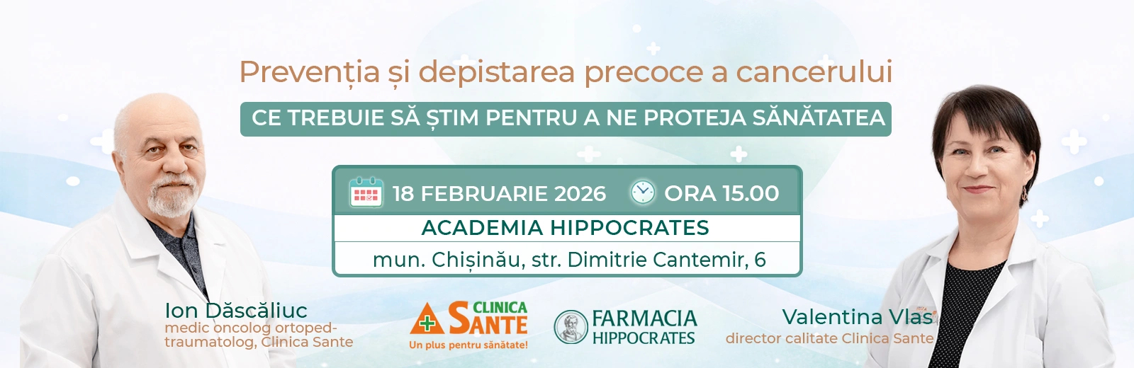 Te invităm la o întâlnire deschisă cu medic oncolog în Academie Hippocrates