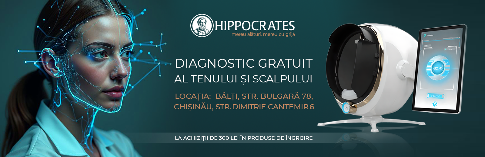 Serviciu de diagnostic 3D al pielii și scalpului, acum în farmaciile Hippocrates din Chișinău și Bălți