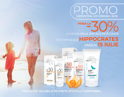 Promoție la produsele din gamă Gerovital H3 Derma+ Sun în rețea de farmacii Hippocrates